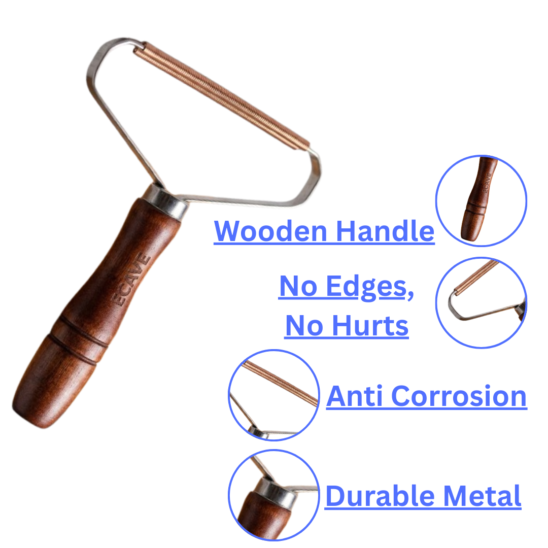 ECAVE Portable Lint Remover Carpet Scraper – Wooden handle