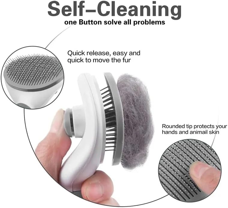 Pet Grooming Brush – Shedding & Flea Removal Comb for Cats & Dogs