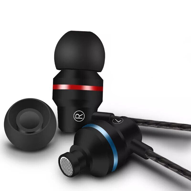 3.5mm Wired Earphone Super Heavy Bass With Mic wired control to adjust volume