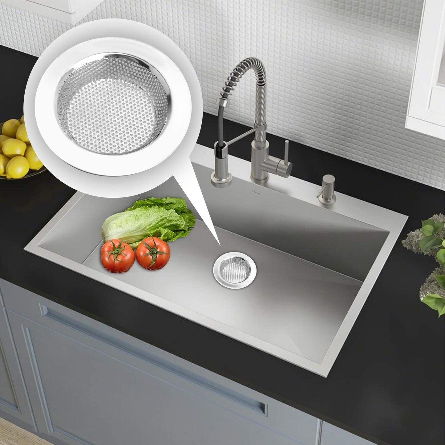 Kitchen Sink Drain Strainer Steel Plug Hole Bath Basin Hair Catcher Cover Filter
