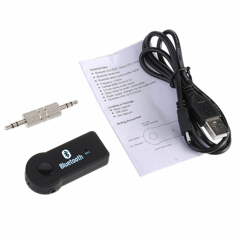 Wireless Bluetooth 3.5mm AUX Audio Stereo Music Car Receiver Adapter with Mic UK
