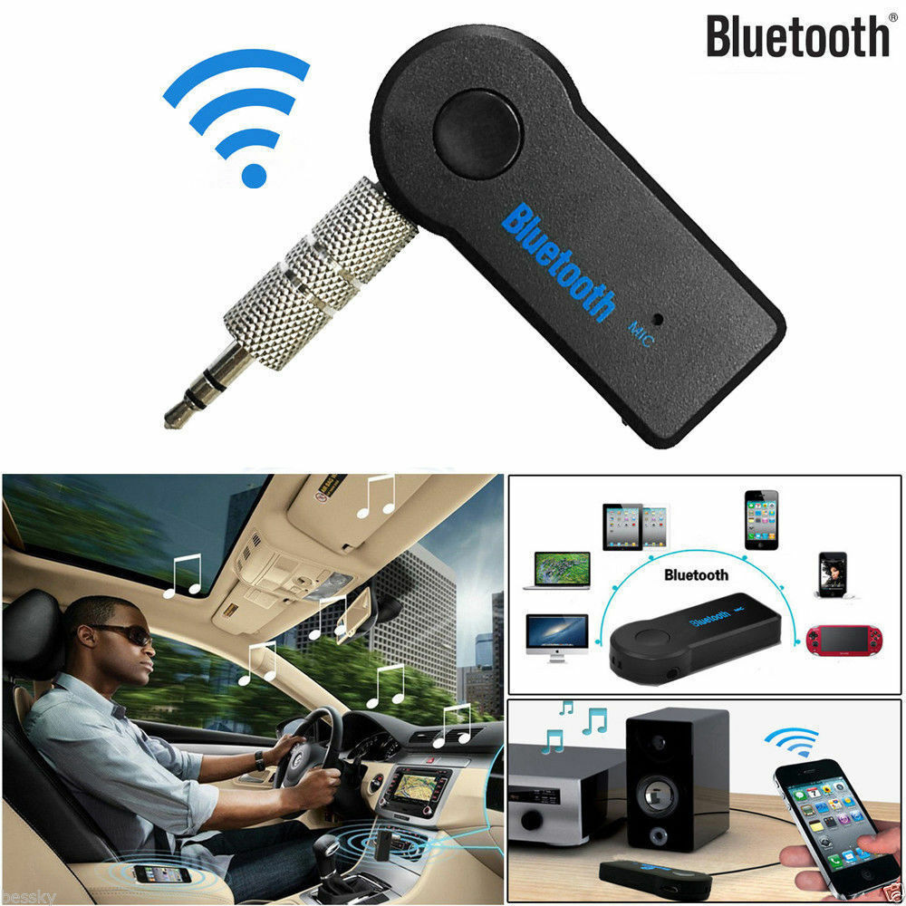 Wireless Bluetooth 3.5mm AUX Audio Stereo Music Car Receiver Adapter with Mic UK