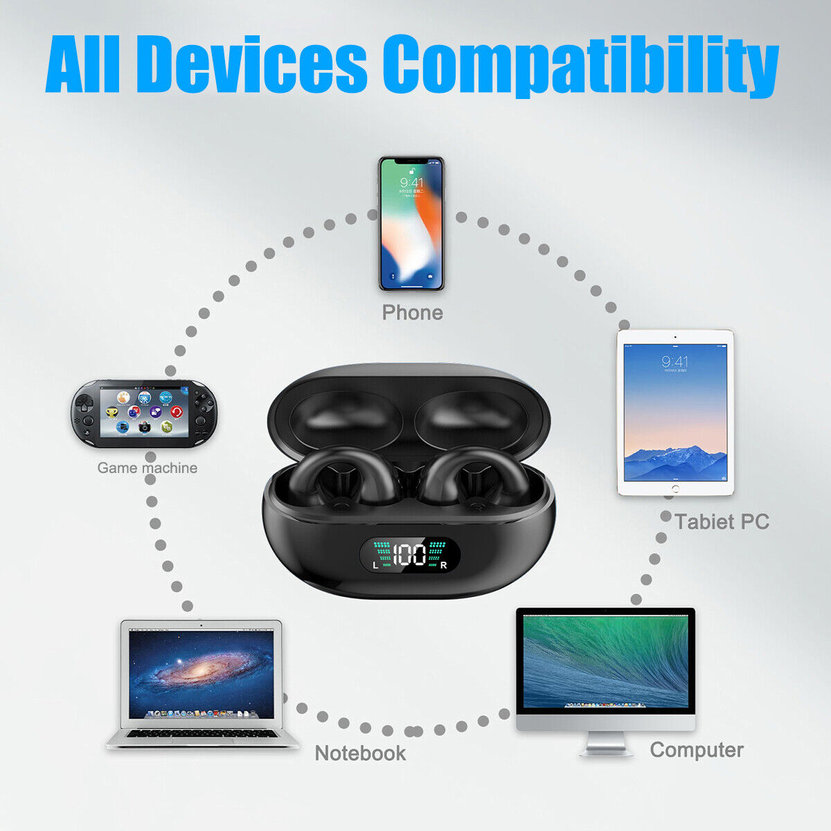 Ear Bone Conduction Earring Type Sports Clip Ear Wireless Bluetooth Earphone