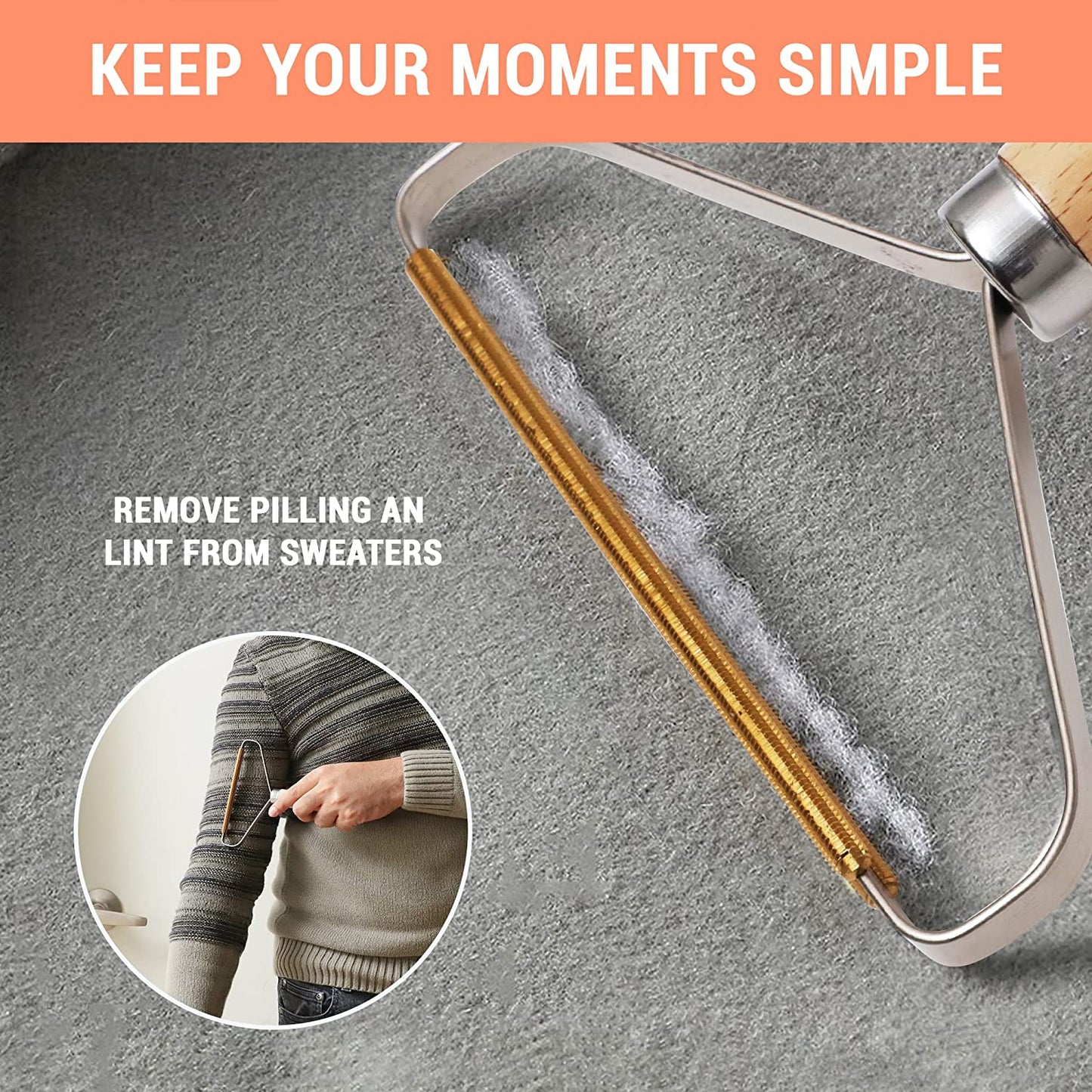 Portable Lint Remover – Wooden Fabric Shaver for Clothes, Pet Hair & Sweaters