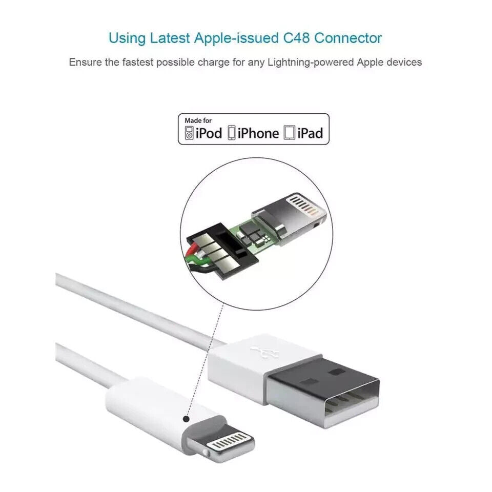 iPhone Charger For Apple Cable USB Lead 5 6 7 8 X XS XR 11 Pro Max