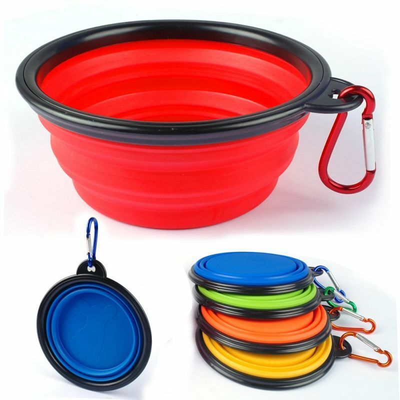 2x Collapsible Pet Dog Cat Feeding Bowl Pop Up Compact Travel Silicone Dish Feeder