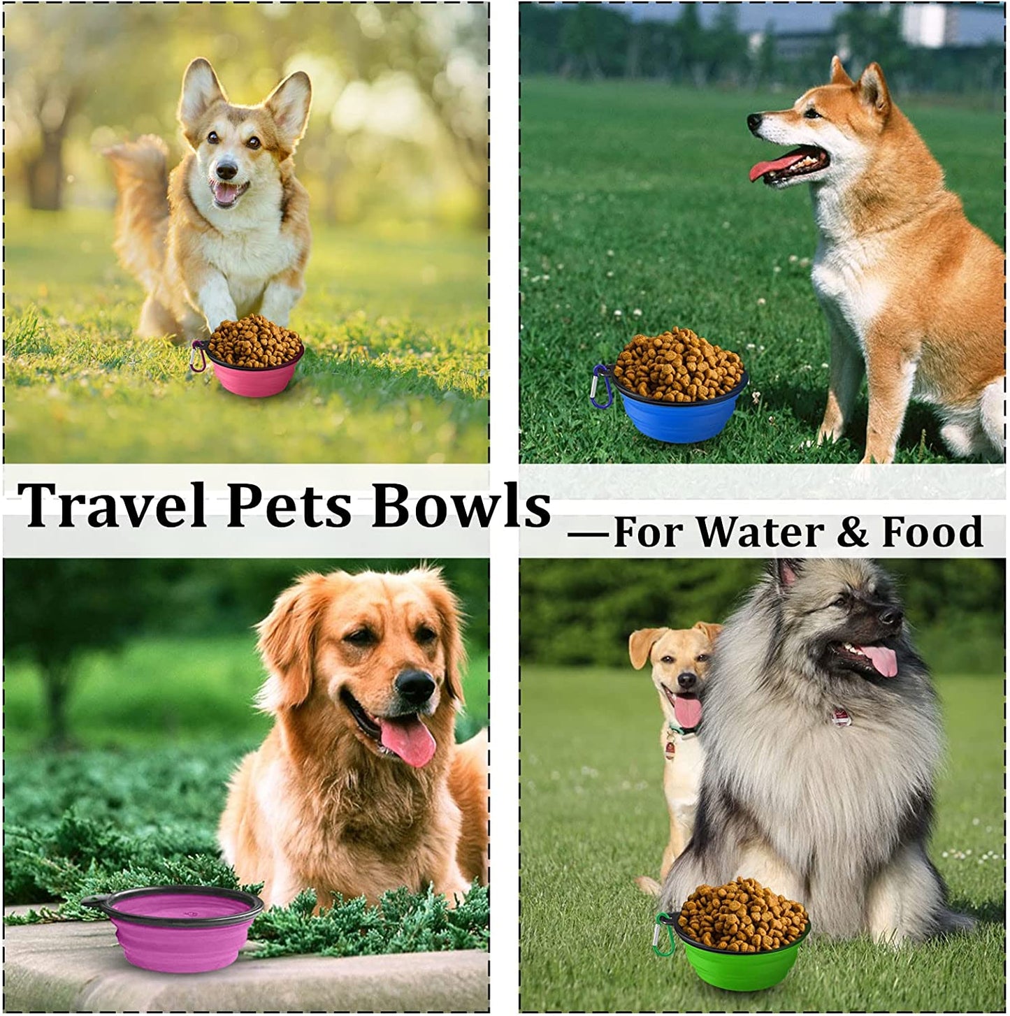 2x Collapsible Pet Dog Cat Feeding Bowl Pop Up Compact Travel Silicone Dish Feeder