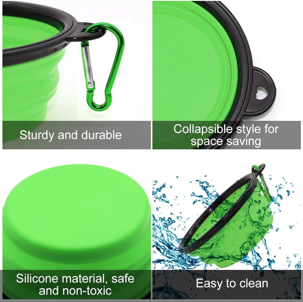 2x Collapsible Pet Dog Cat Feeding Bowl Pop Up Compact Travel Silicone Dish Feeder