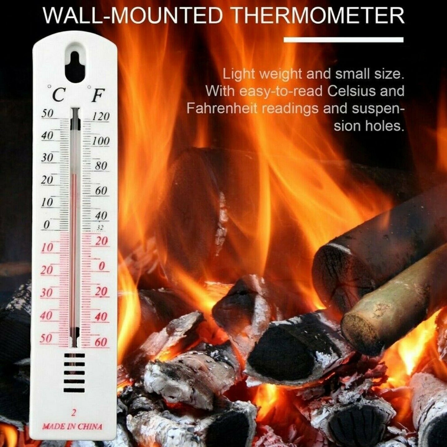 2 Pack Wall Thermometer Indoor Outdoor Hang Garden Greenhouse House Office Room UK