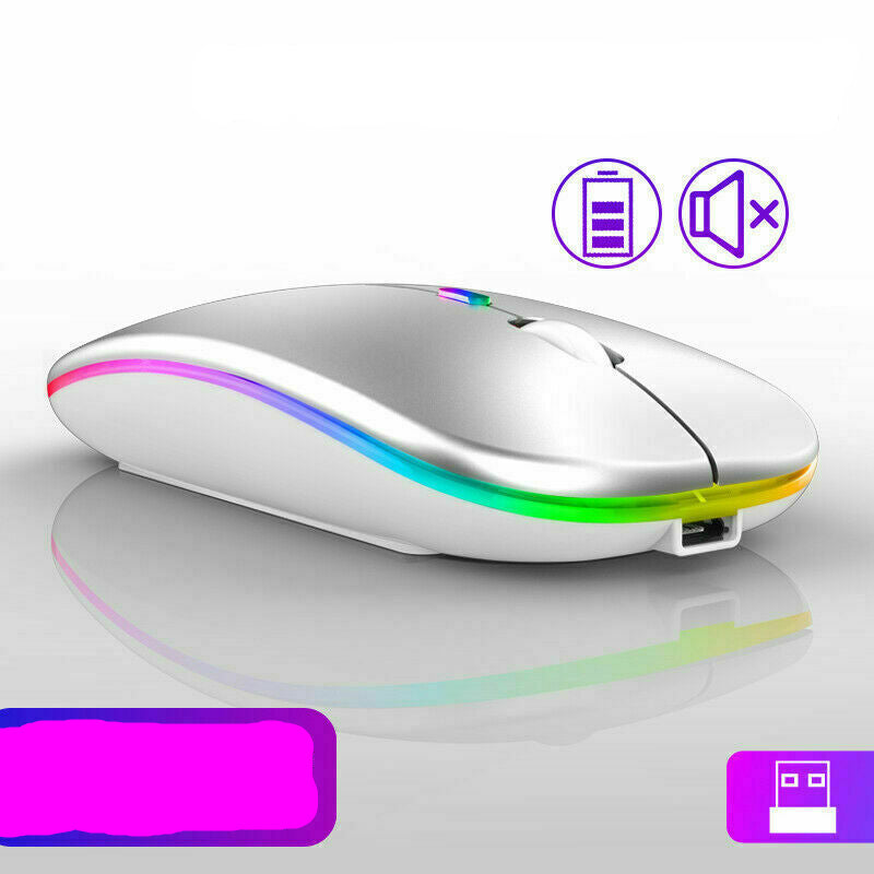 2 Pack RGB Slim Silent Rechargeable Wireless Mouse