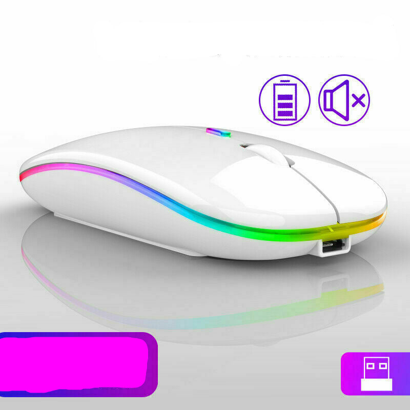 2 Pack RGB Slim Silent Rechargeable Wireless Mouse