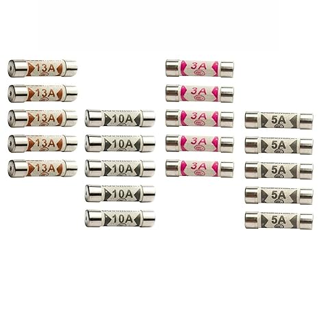 5x Each 3A, 5A, 10A, 13A amp Electrical Fuses