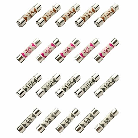 5x Each 3A, 5A, 10A, 13A amp Electrical Fuses