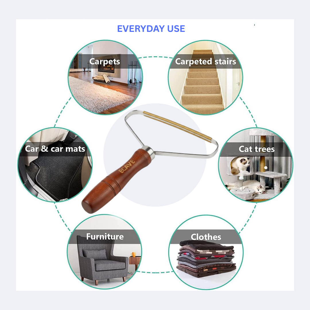 ECAVE Portable Lint Remover Carpet Scraper – Wooden handle