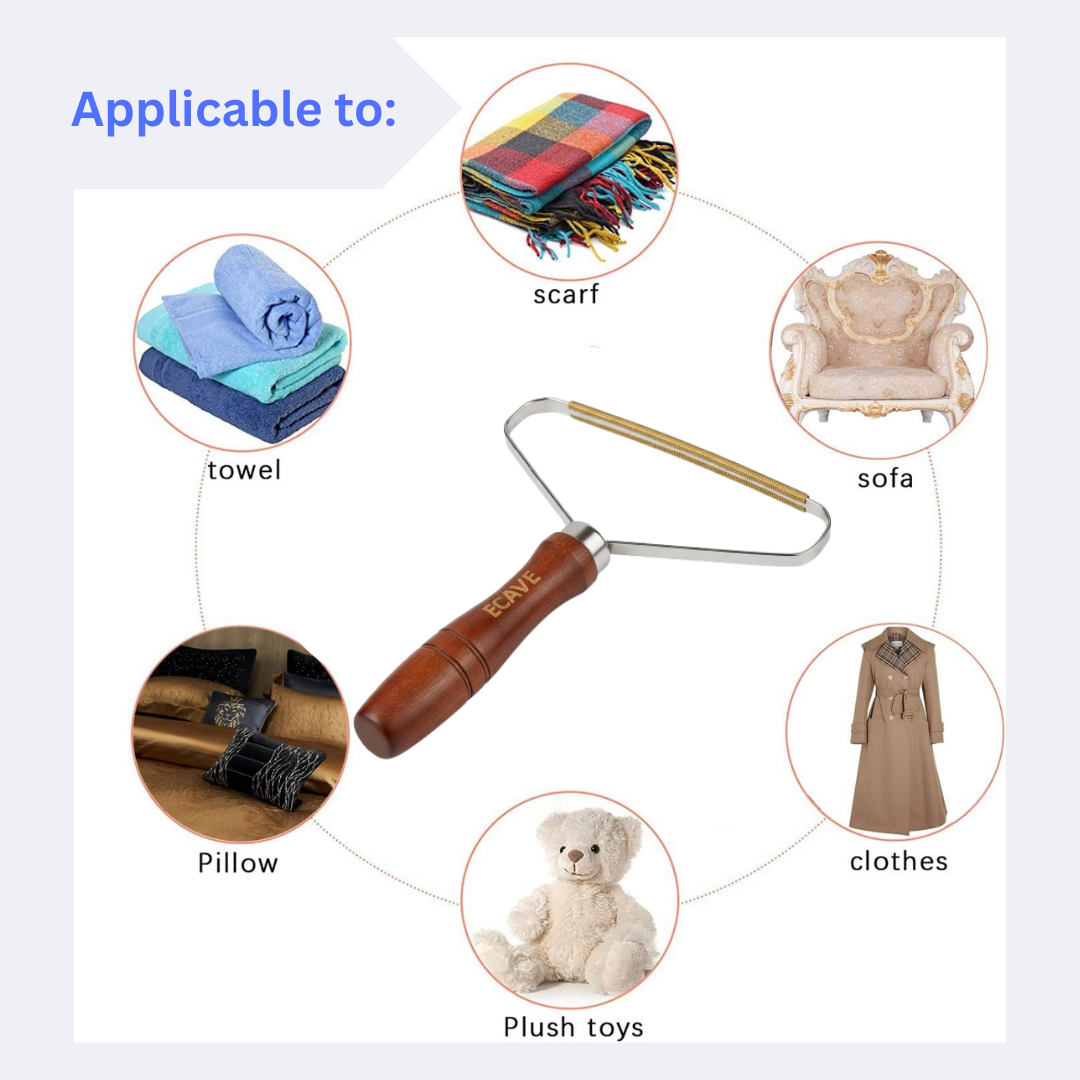 ECAVE Portable Lint Remover Carpet Scraper – Wooden handle