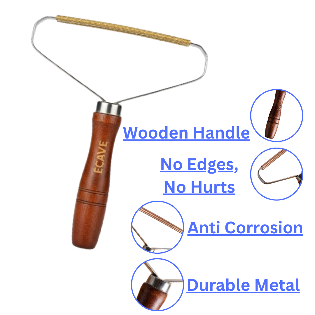 ECAVE Portable Lint Remover Carpet Scraper – Wooden handle