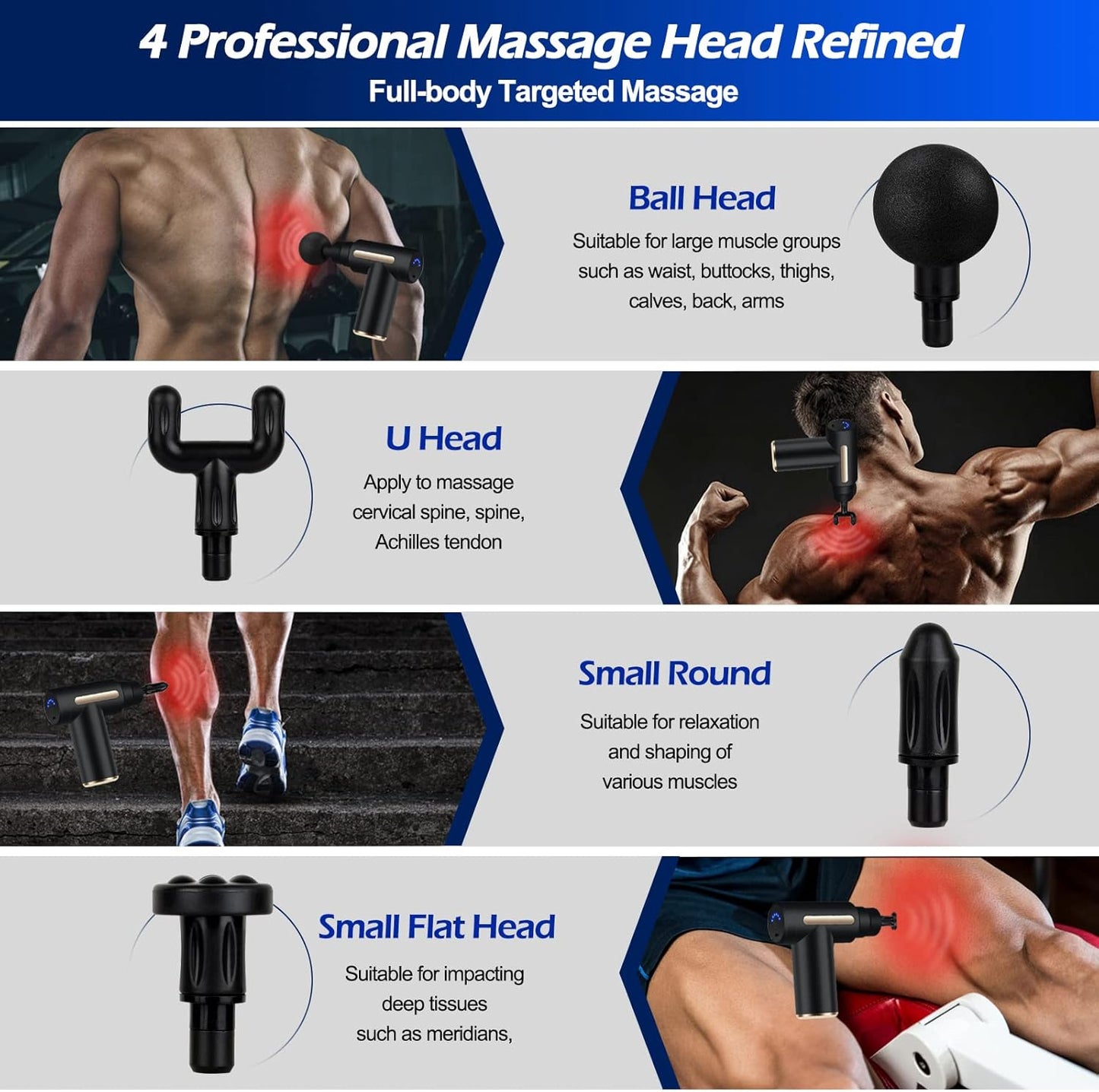 Massage Gun Deep Tissue with 4 Massage Heads