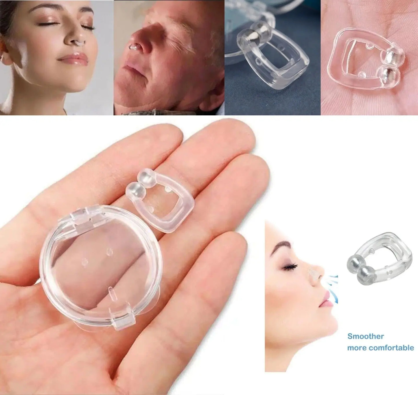 Magnetic Anti Snoring Nasal Dilator Stop Snore nose clip with Hygiene Case UK Stock