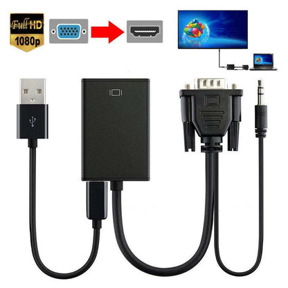 1080P HDMI to VGA Adapter – Female to Male Converter with Audio Output