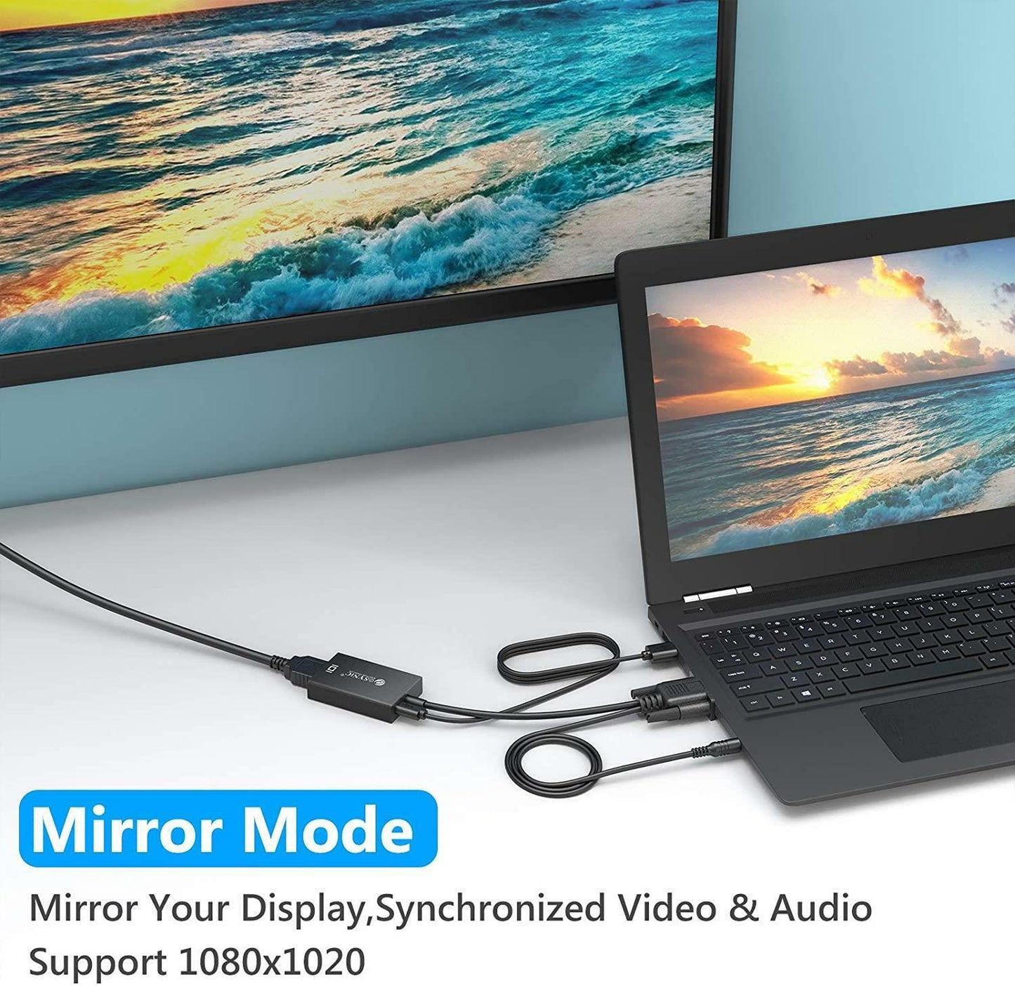 1080P HDMI to VGA Adapter – Female to Male Converter with Audio Output