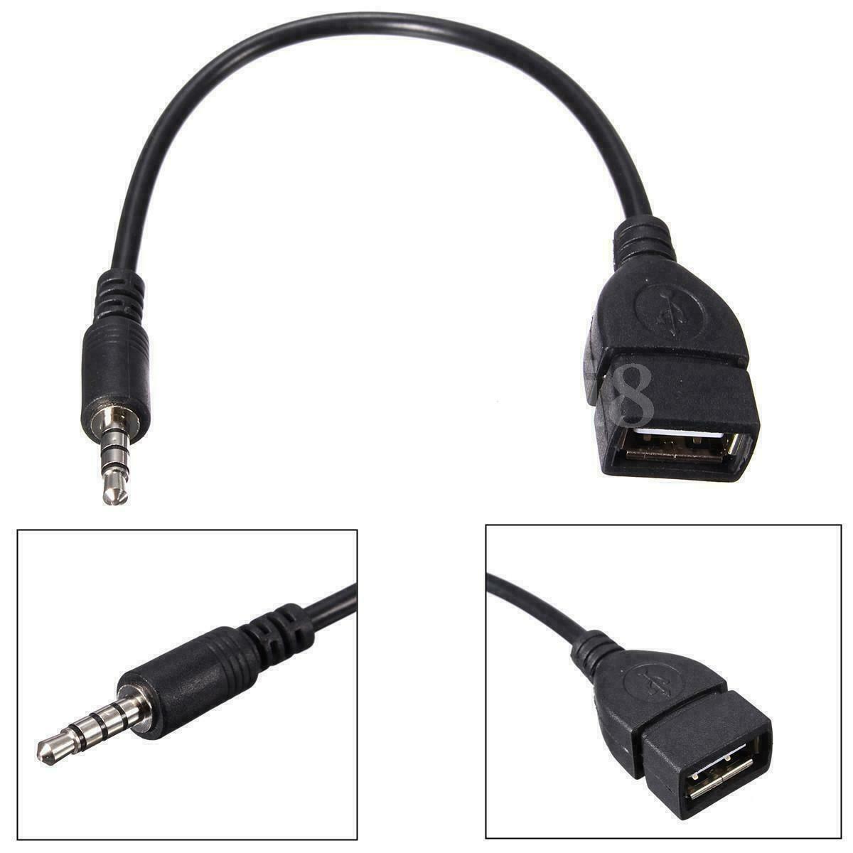 3.5mm AUX Audio Jack Plug Male to USB 2.0 Female OTG Converter Lead Adapter Car