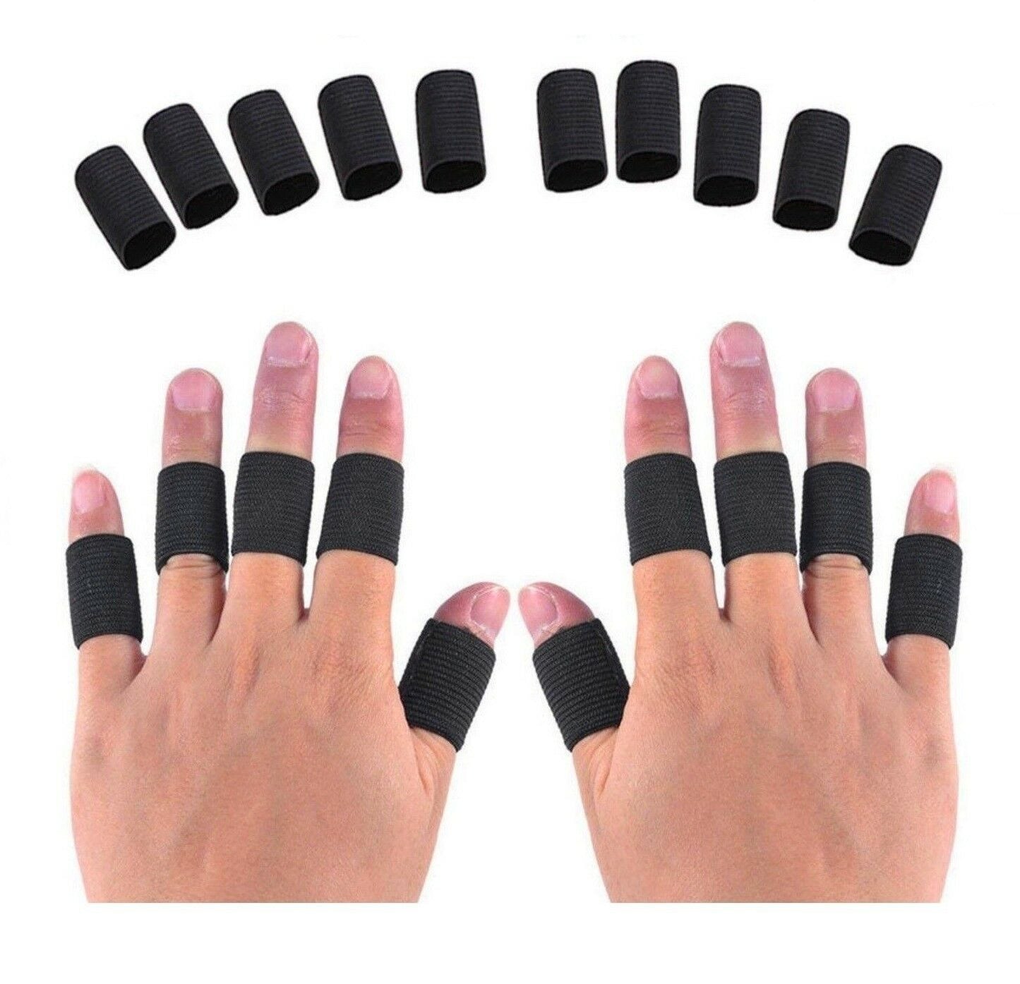 10 Pc Stretchy Finger Protector Sleeve Support Arthritis Sports Aid Wrap Straight