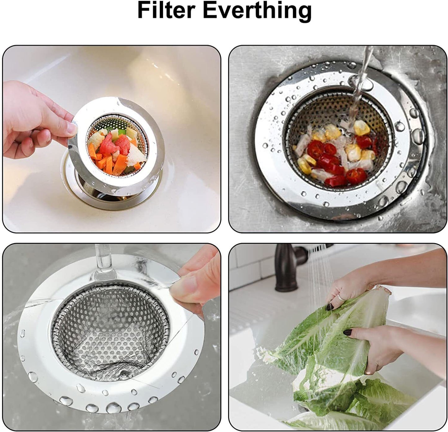 Kitchen Sink Drain Strainer Steel Plug Hole Bath Basin Hair Catcher Cover Filter