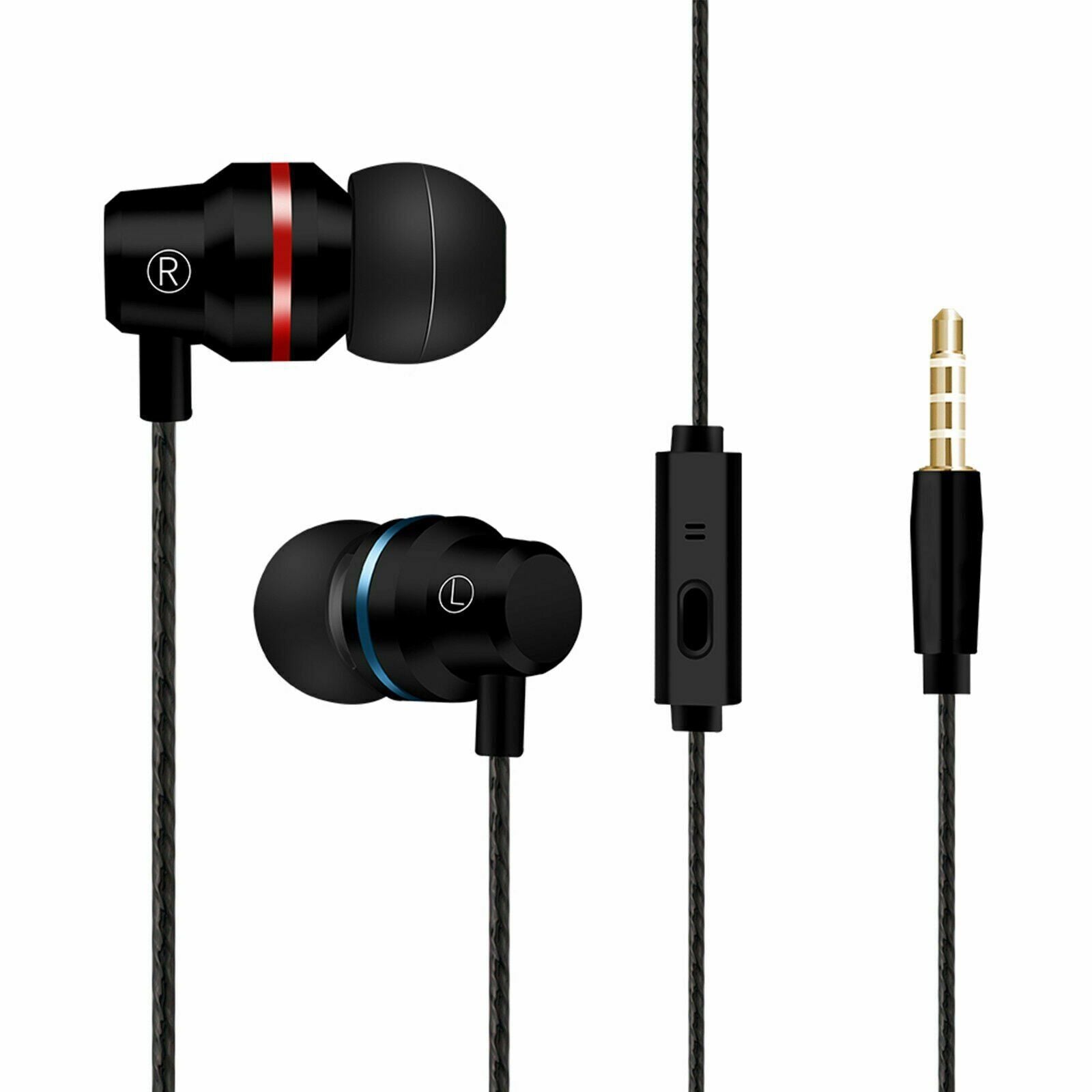 3.5mm Wired Earphone Super Heavy Bass With Mic wired control to adjust volume