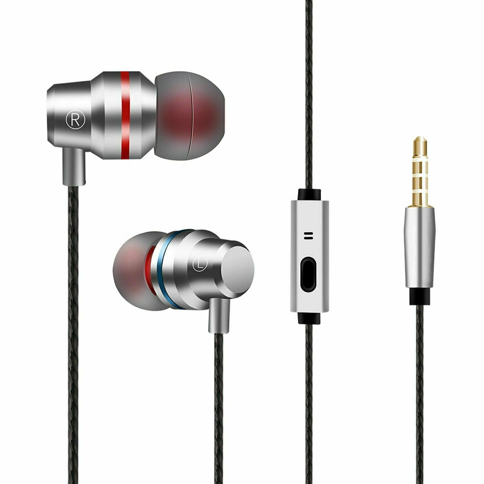 3.5mm Wired Earphone Super Heavy Bass With Mic wired control to adjust volume