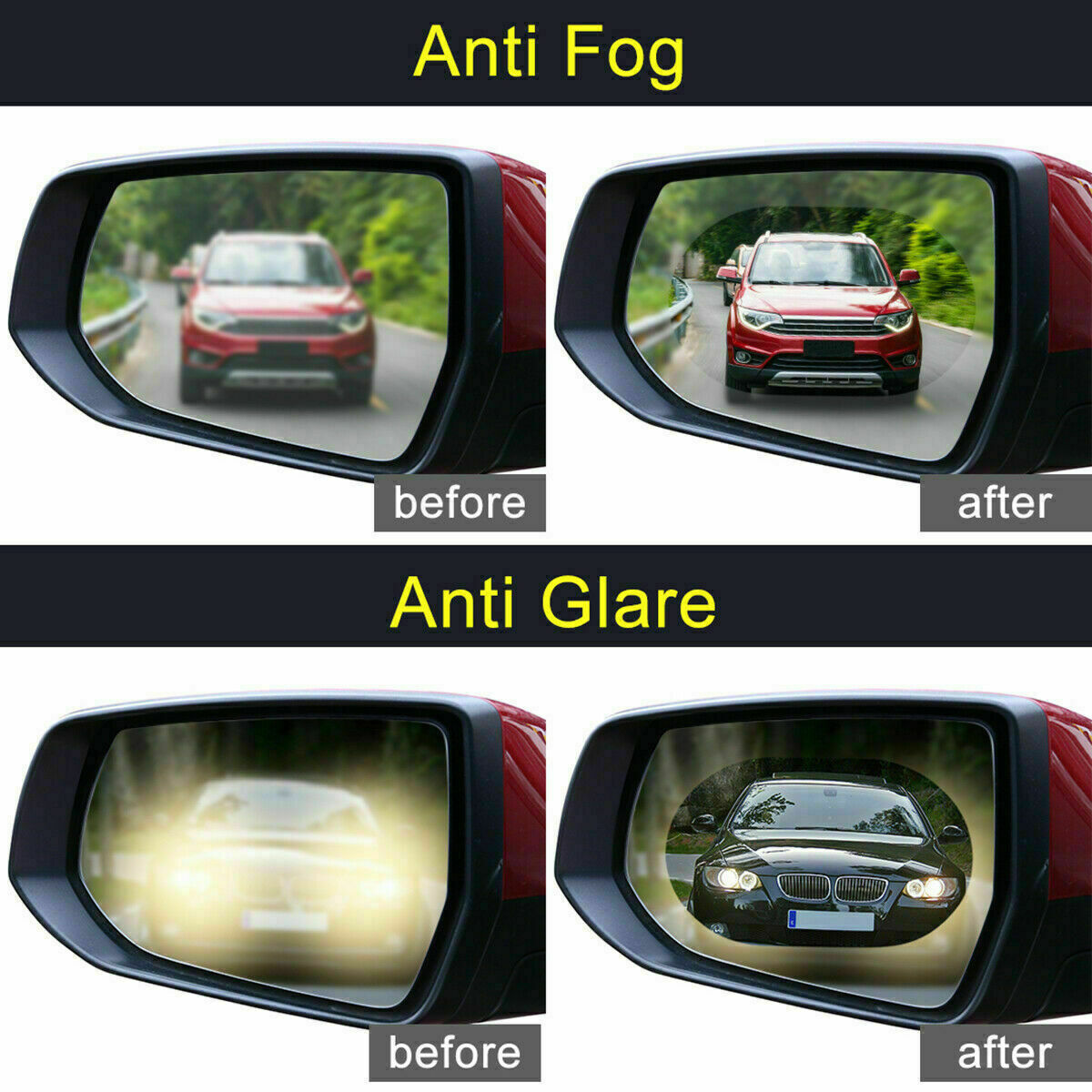 2 Pcs Car Rearview Mirror Rainproof Sticker Anti-fog Protective Film Rain Shield