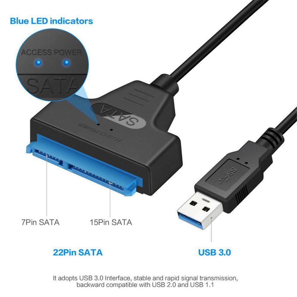 USB 3.0 To SATA 22 Pin 2.5 Inch Hard Disk Drive SSD Adapter Connector Lead Cable