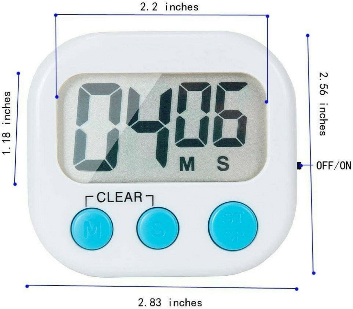 2 Pack Kitchen Egg Cooking Magnetic Timer Clock Stopwatch Large LCD Digital Loud Alarm