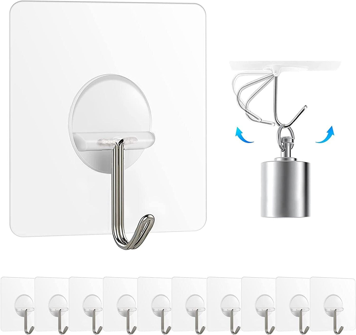 20 Self Adhesive Strong Sticky Hooks Heavy Duty Wall Seamless Transparent Hook
