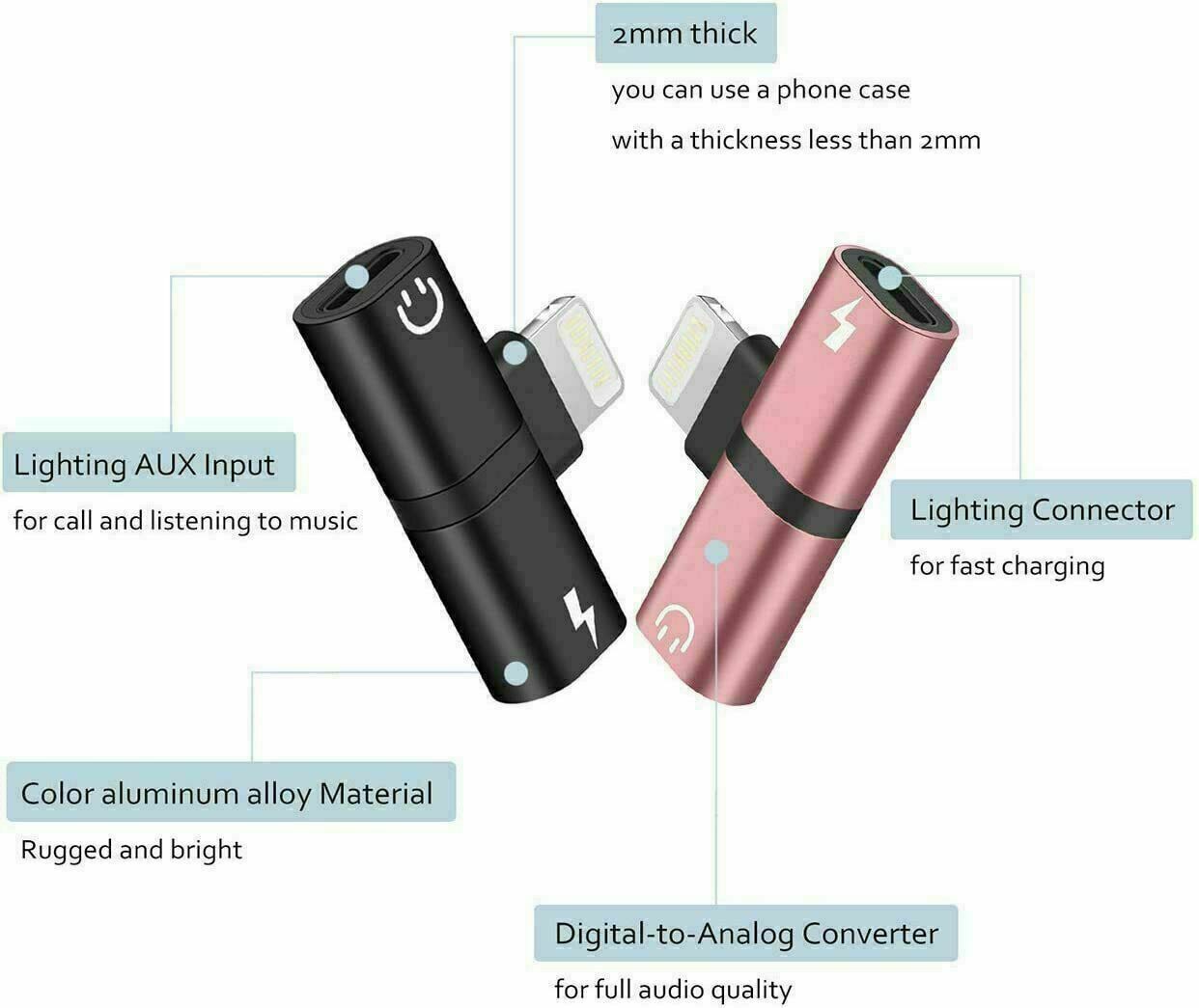 2in1 Adapter Splitter Dual Headphone Audio & Charger iPhone 13 12 11