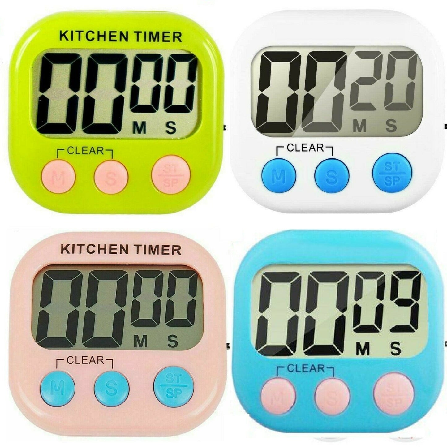 Kitchen Egg Cooking Magnetic Timer Clock Stopwatch Large LCD Digital Loud Alarm