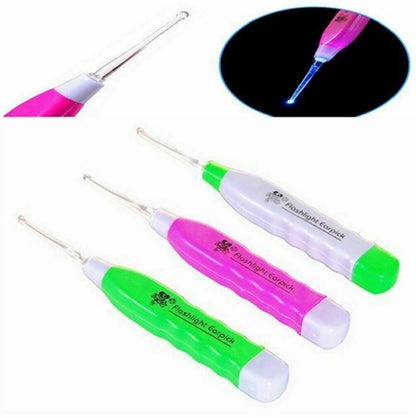 LED Light Flashlight Ear Pick Ear Wax Remover Tweezer Earpick Cleaner Curette UK