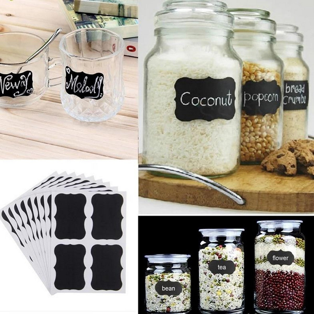 Chalkboard Blackboard Chalk Board Stickers Craft Kitchen Jar Labels Tags Black