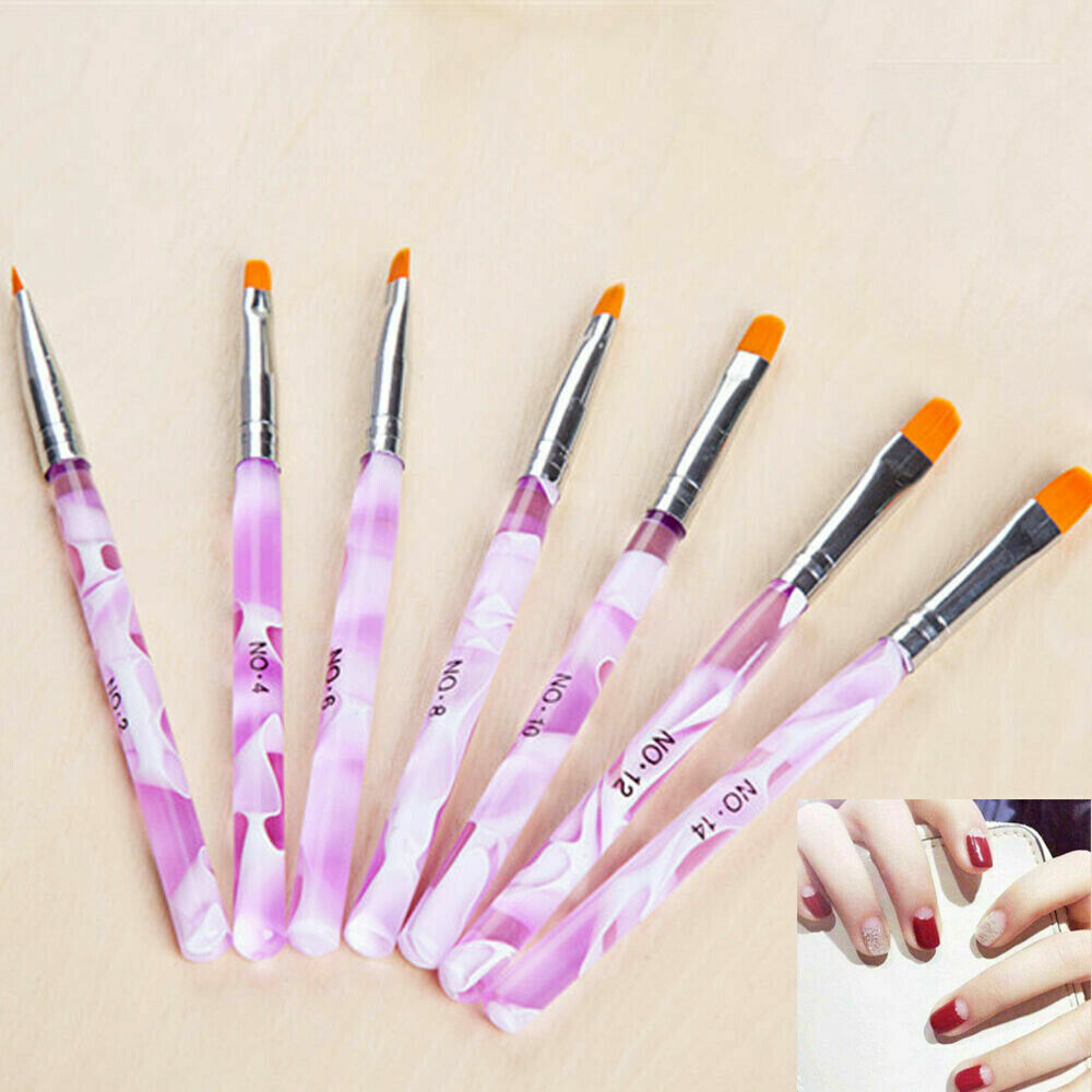 7pcs NAIL BRUSH SET Acrylic UV Builder Gel Nail Polish Art Painting KIT UK