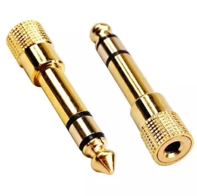 Audio Adapter 3.5mm to 6.35mm Socket Headphone Jack Plug Converter Gold Plated