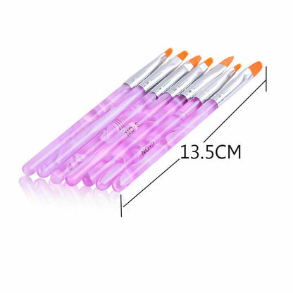 7pcs NAIL BRUSH SET Acrylic UV Builder Gel Nail Polish Art Painting KIT UK