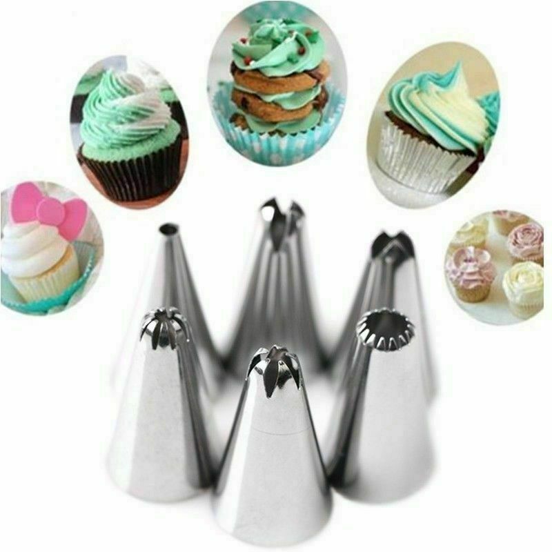 CAKE PIPING ICING 14Pcs CUPCAKE DECORATING COTTON BAG NOZZLE SET SUGARCRAFT CUP