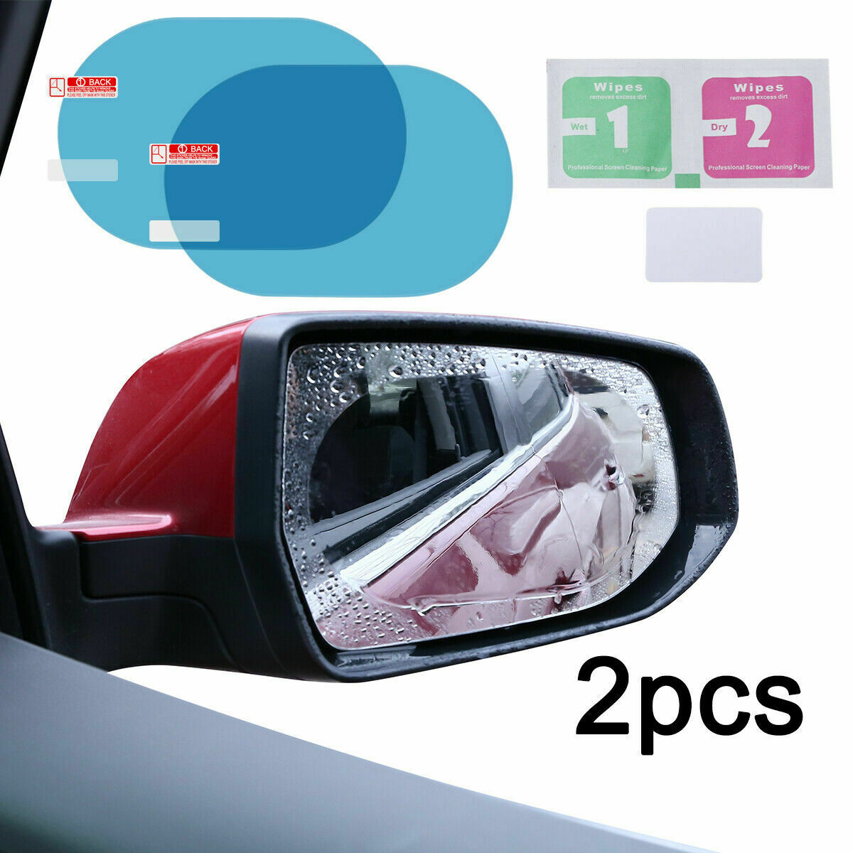 2 Pcs Car Rearview Mirror Rainproof Sticker Anti-fog Protective Film Rain Shield