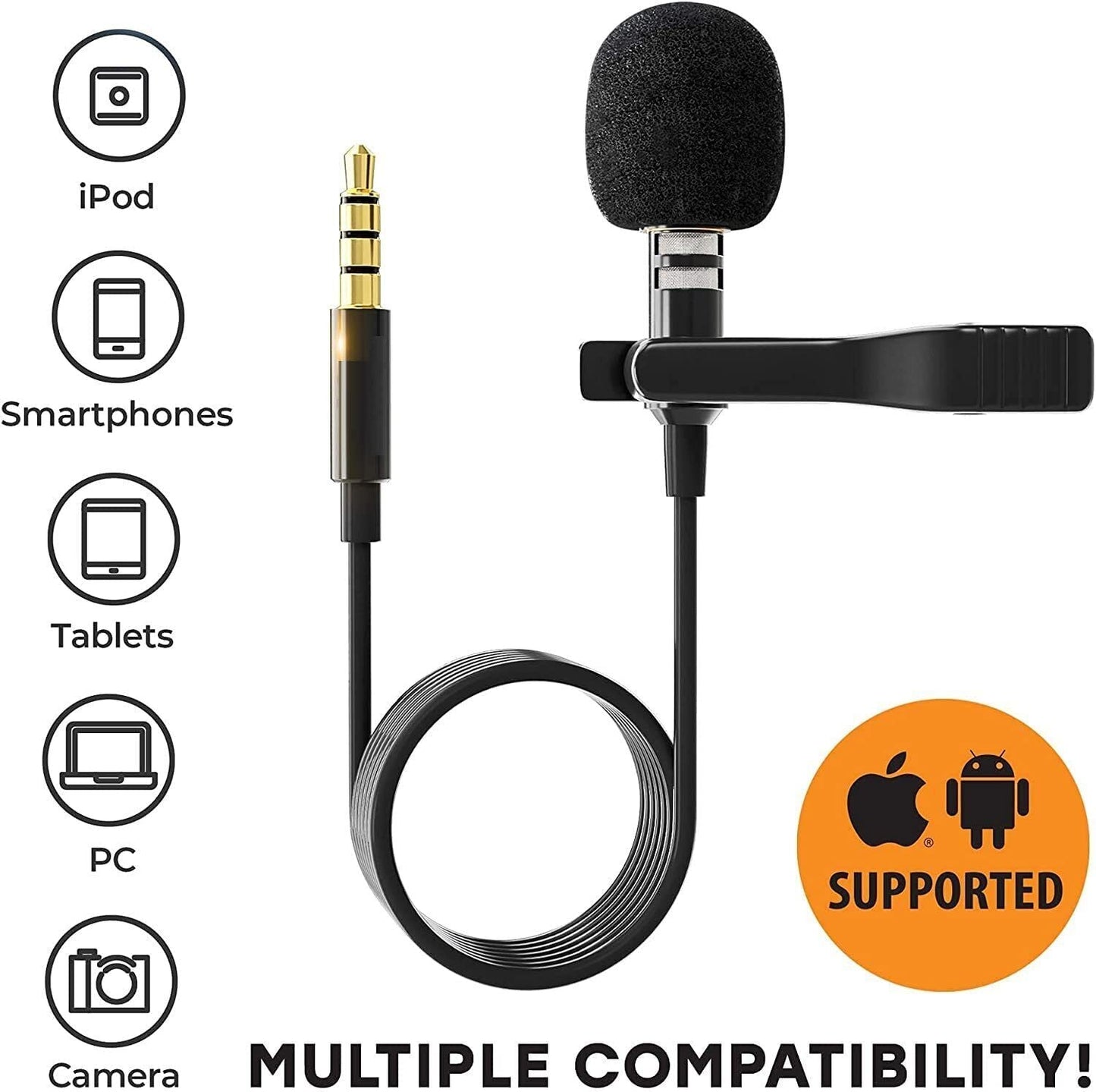 Mobile Mic For Microphone Phone Mini 3.5mm Lapel Lavalier Clip-on Recording UK