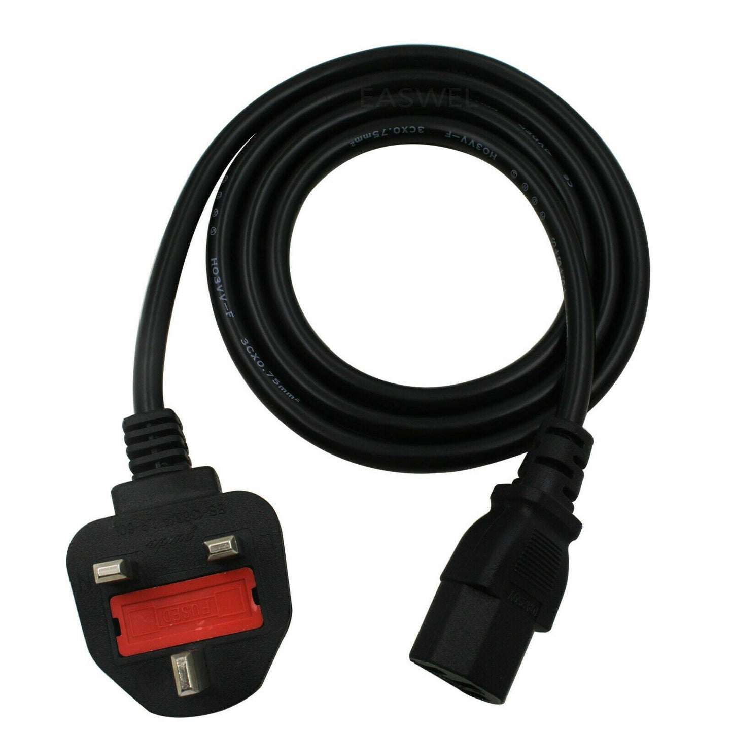 POWER LEAD 3 PIN Desktop, PC, MONITOR, Projector, Workstation AC KETTLE UK PLUG