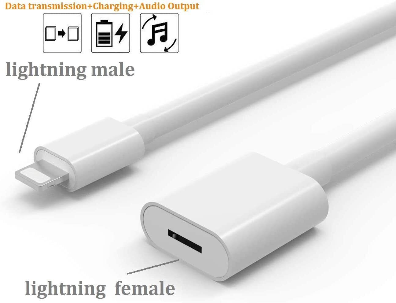 8Pin Male to Female Extension Data Cable For iPhone 6 7 8Plus iOS10.3 iPad