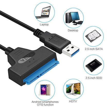 USB 3.0 To SATA 22 Pin 2.5 Inch Hard Disk Drive SSD Adapter Connector Lead Cable