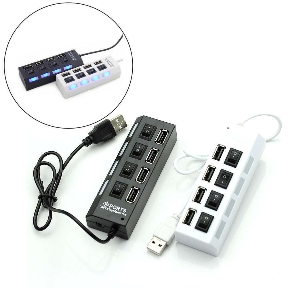 High Speed 4 Port USB HUB 2.0 Multi Splitter Expansion Desktop PC Laptop Adapter