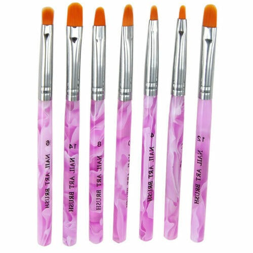 7pcs NAIL BRUSH SET Acrylic UV Builder Gel Nail Polish Art Painting KIT UK