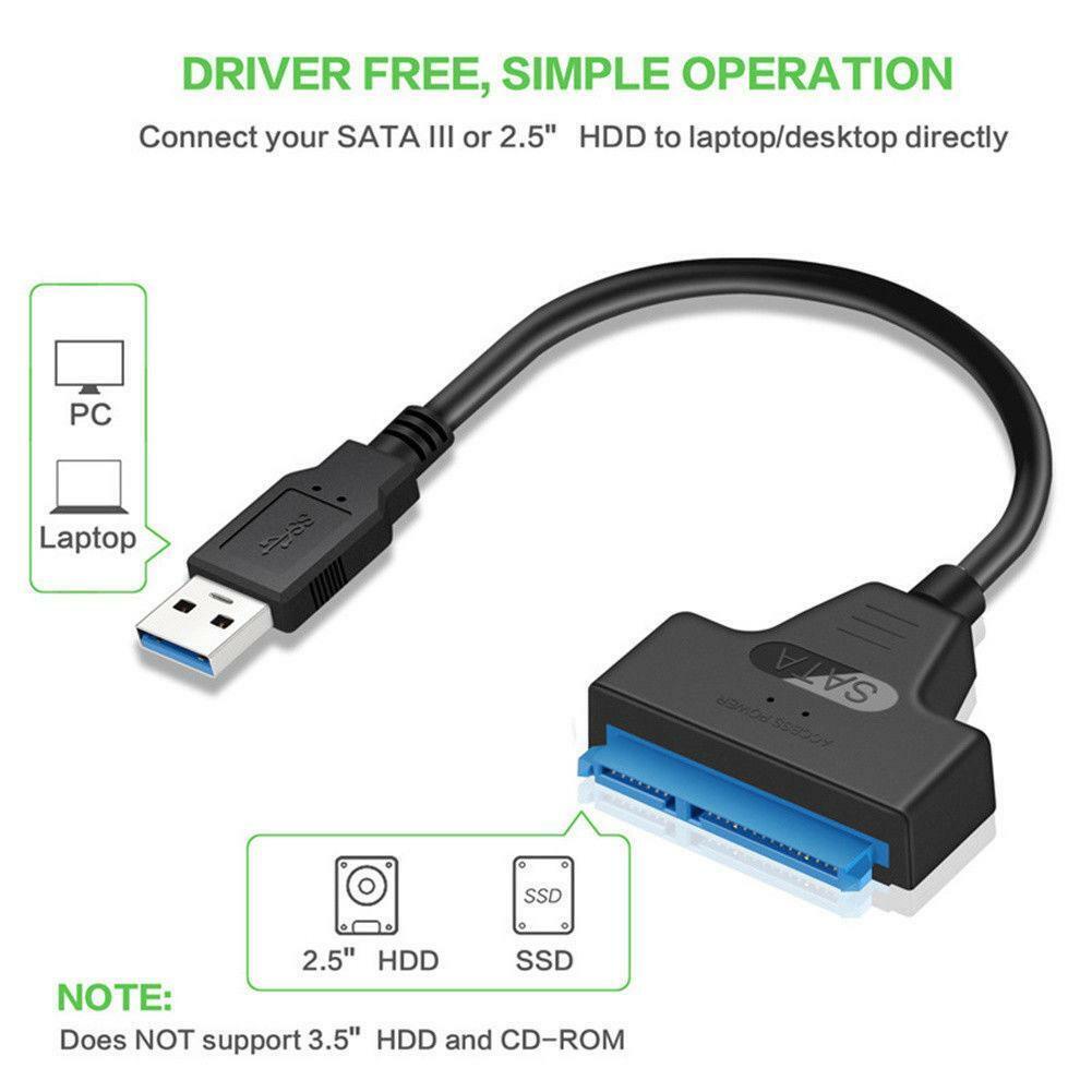 USB 3.0 To SATA 22 Pin 2.5 Inch Hard Disk Drive SSD Adapter Connector Lead Cable