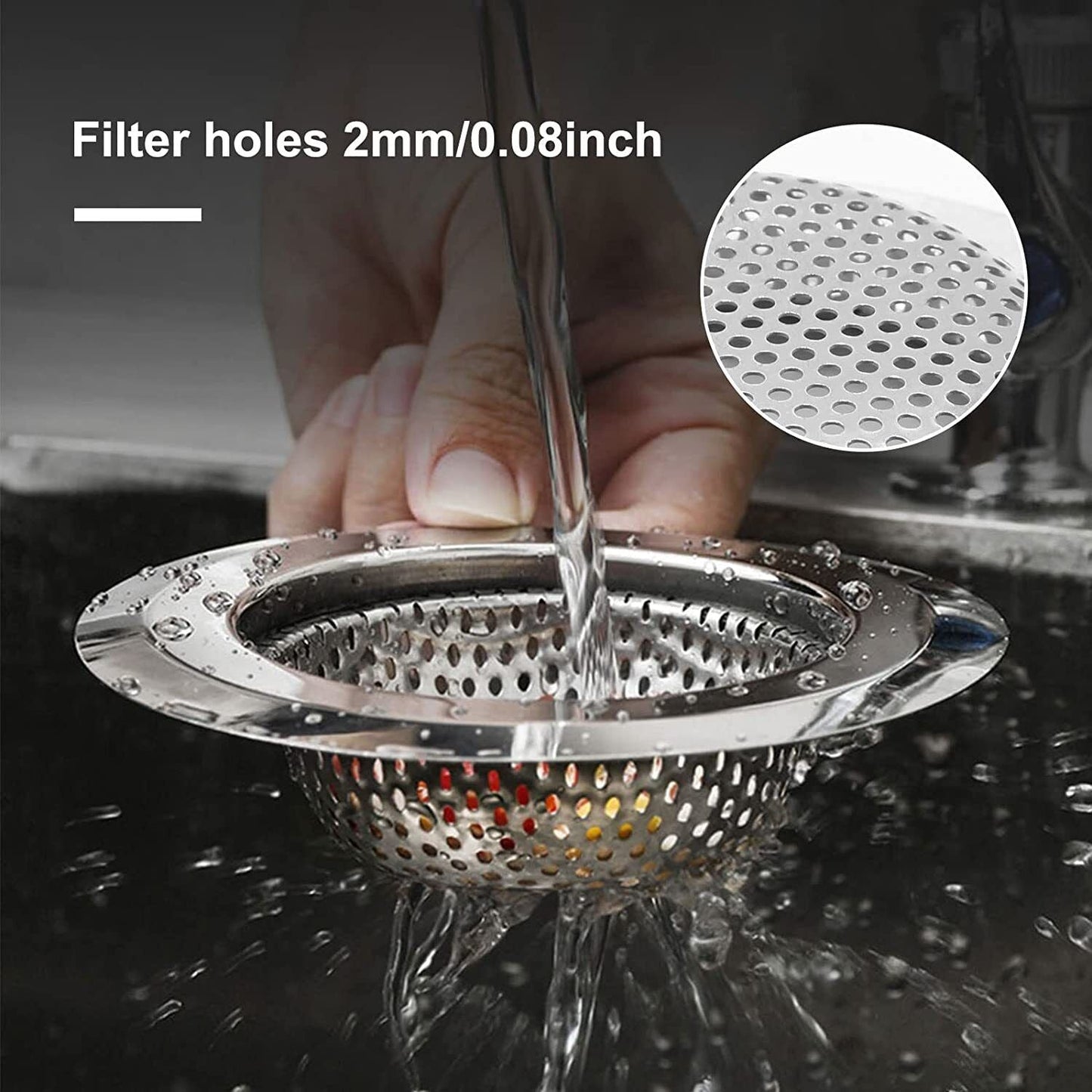 Kitchen Sink Drain Strainer Steel Plug Hole Bath Basin Hair Catcher Cover Filter